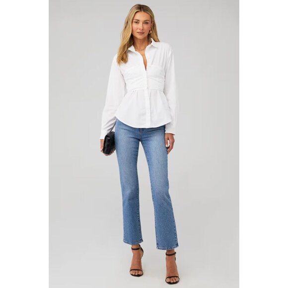 SOVERE Capture Corset Top in Milk Small New Womens Button Down Shirt Top - Picture 13 of 15